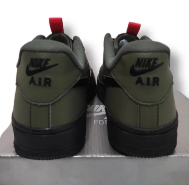 Sepatu Nike AF1 BLACK ARMY UNISEX ( Barcode Tembus website ) size 41 insole 26.5cm MADEIN INDONESIA