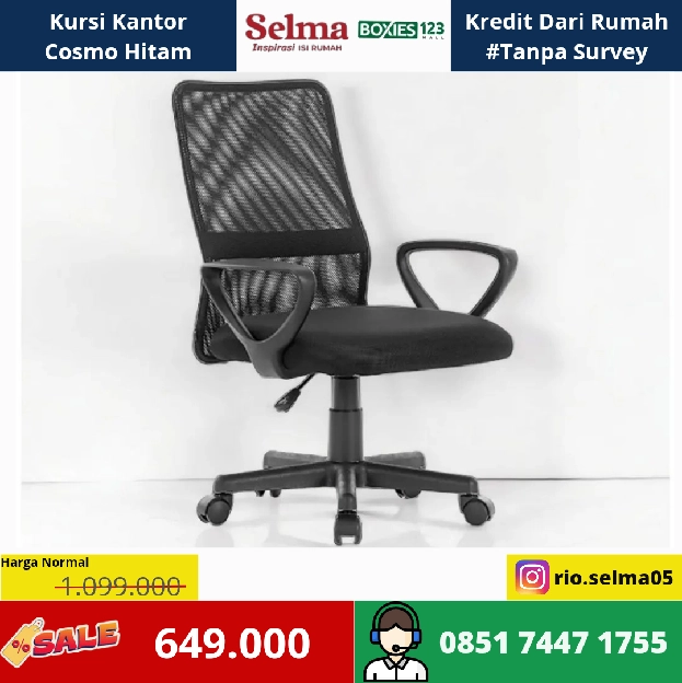 Kursi Kantor Cosmo Sandaran Rendah Hitam