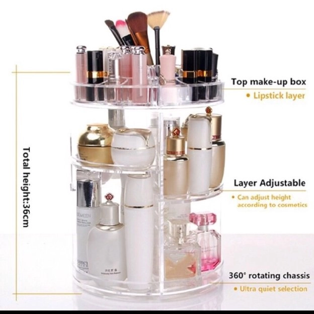 Rak Kosmetik Acrylic Putar 360 Derajat Organizer Polos / Rak Kosmetik Putar 360 Derajat FREE BUBBLE