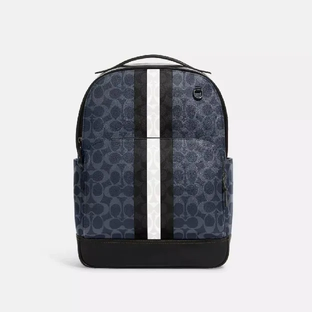 Coach Graham Backpack In Blocked Signature Canvas With Varsity Stripe (CH 3230)