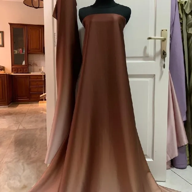 Bahan Kain Satin Silk Armani Gradasi Ombre 2 tone Warna Wine Rose