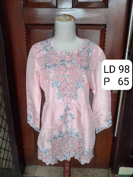 Kebaya Encim Pink Bordir Manis - preloved