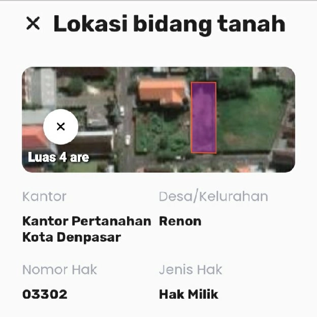 Dijual 4 are, Jl. Tukad Badung Renon Denpasar Selatan