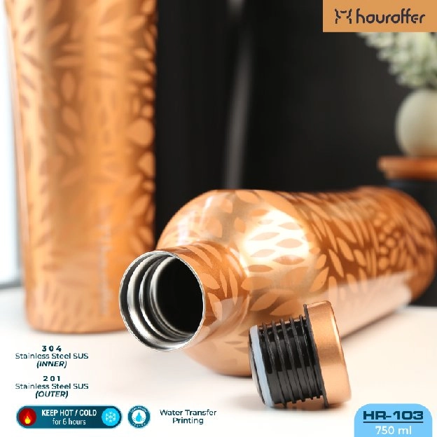 Hauraffer Grosir Botol Tumbler Hr-103 Thermos Stainless Steel Hot & Cold 750ml