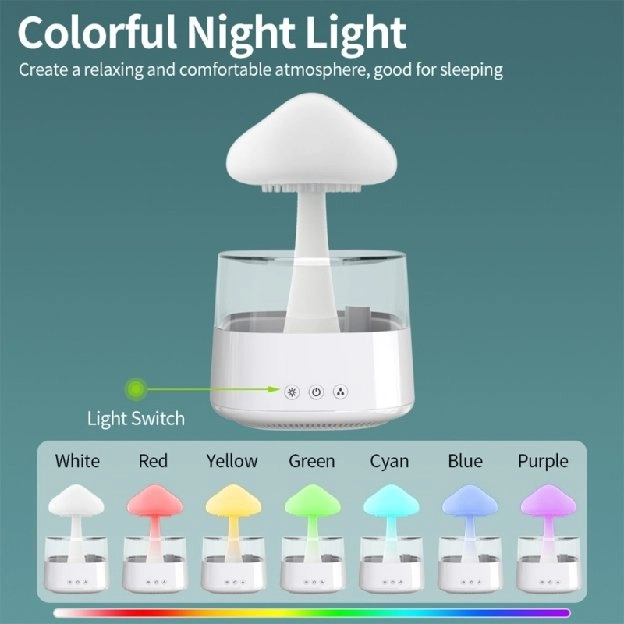 Runny Diffuser Humidifier Awan Hujan 450ml Dengan Lampu LED 7warna