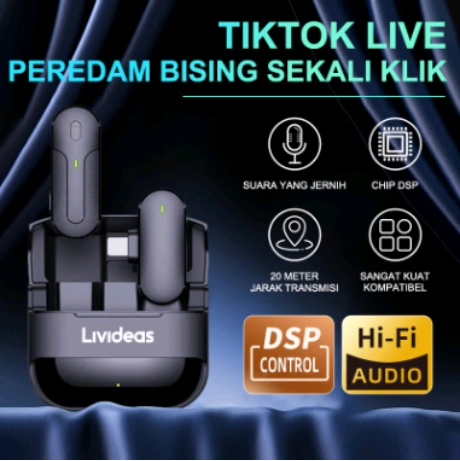 Mic Wireless Microphone Bluetooth untuk Merekam YouTube TikTok 