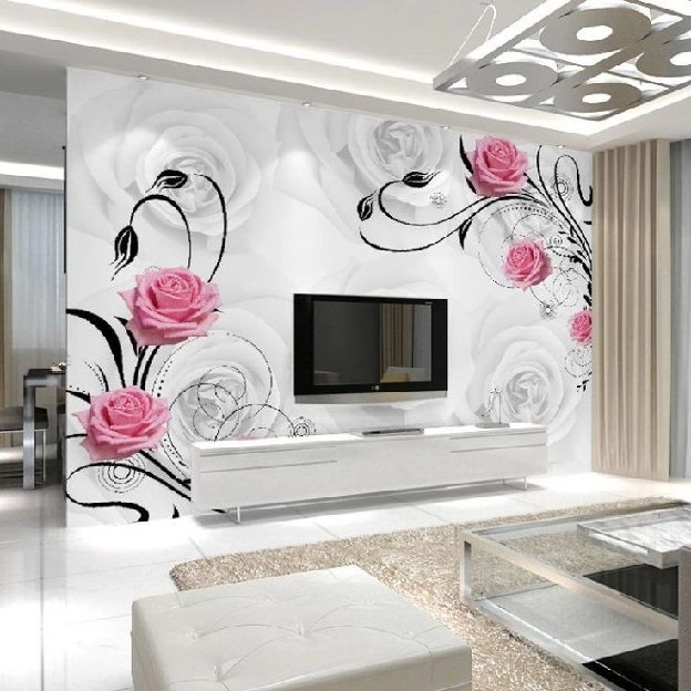 Pasang wallpaper dinding 3d custom toko jual dan pesan hordeng murah rollerblind vertikal blind