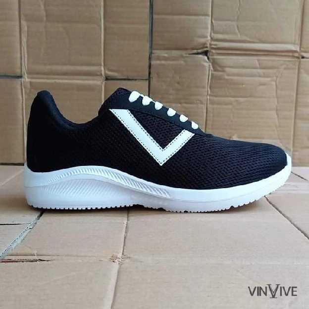 Sneakers Hitam Pria Murah VT-001 Sepatu Sport Motif Anyaman awet dan tahan lama