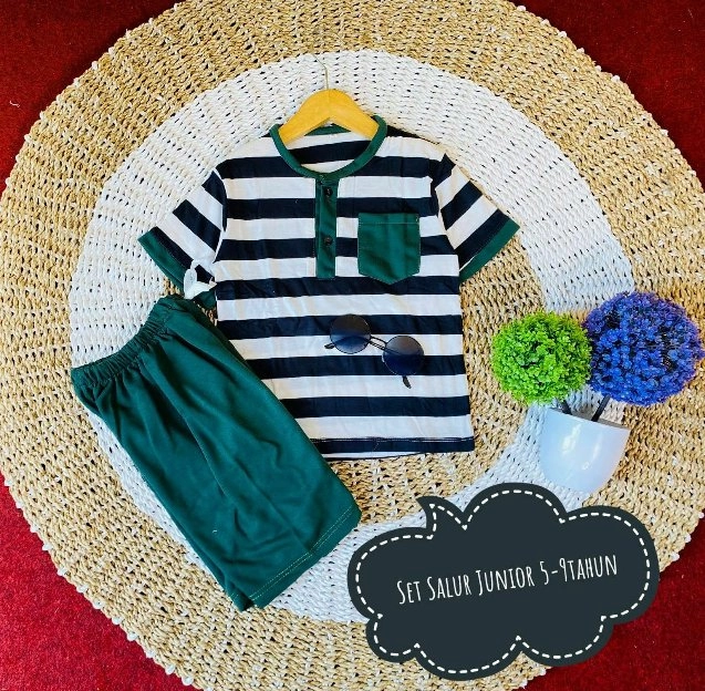 setelan salur hotpants anak usia 5-9 tahun