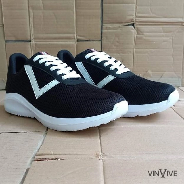 Sneakers Hitam Pria Murah VT-001 Sepatu Sport Motif Anyaman awet dan tahan lama