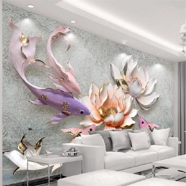 Pasang wallpaper dinding 3d custom toko jual dan pesan hordeng murah rollerblind vertikal blind