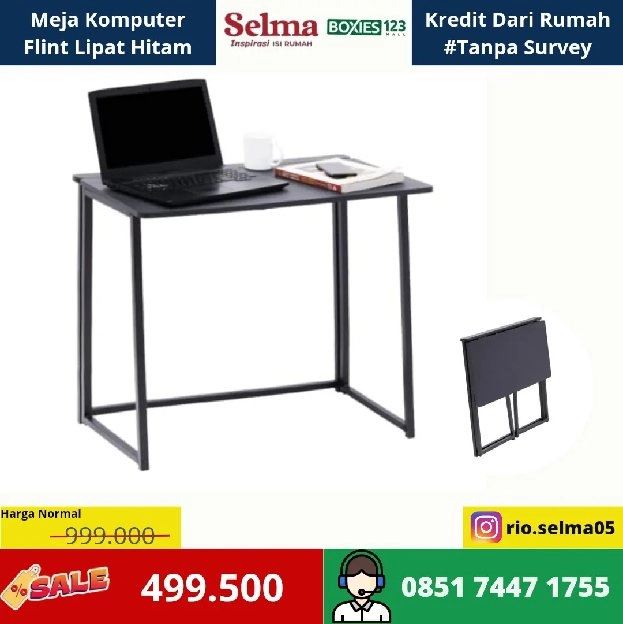 Meja Komputer Flint Lipat Hitam 