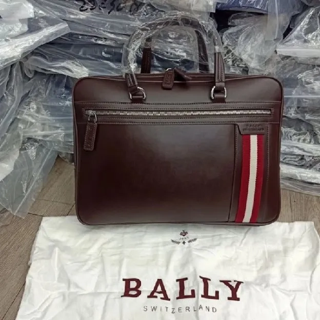 Tas Kantor Bally Leather Brown Tas Kerja Tas Laptop Kulit