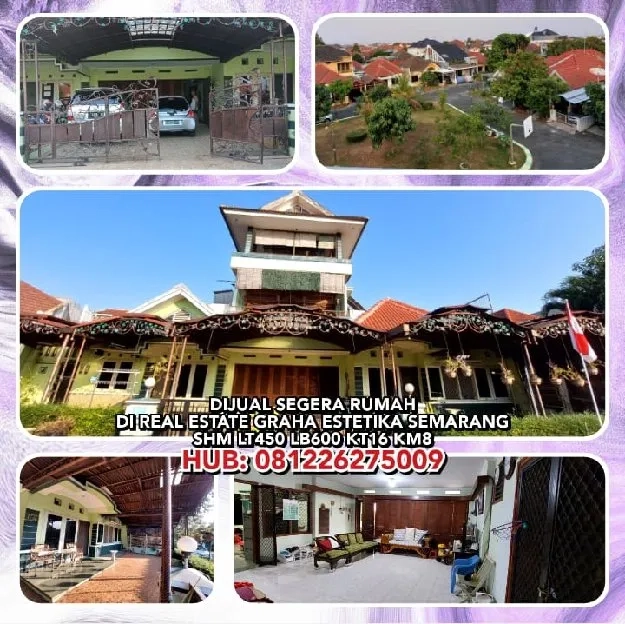 DIJUAL SEGERA RUMAH DI REAL ESTATE GRAHA ESTETIKA SEMARANG.SHM LT450 LB600 KT16 KM8. H:081226275009*