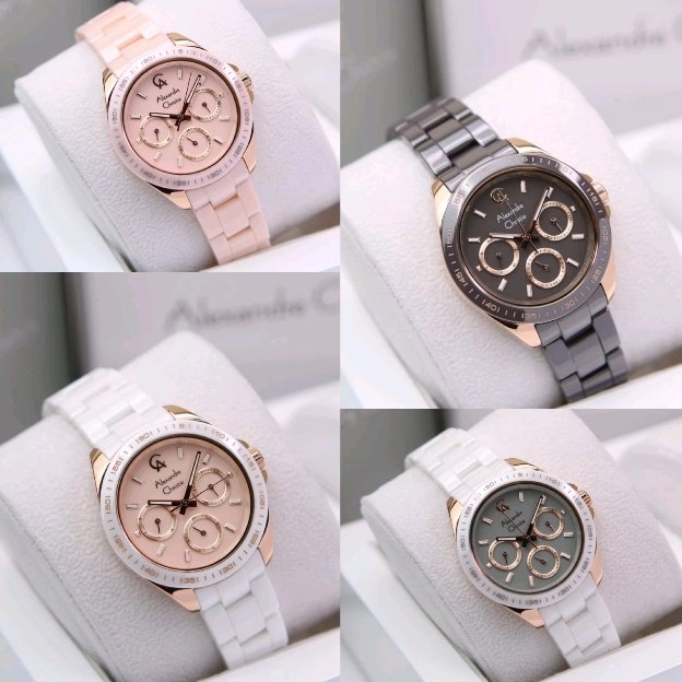 ready BJM! jam tangan Alexandre Christie Wanita AC 2B08 keramik gratis ongkir