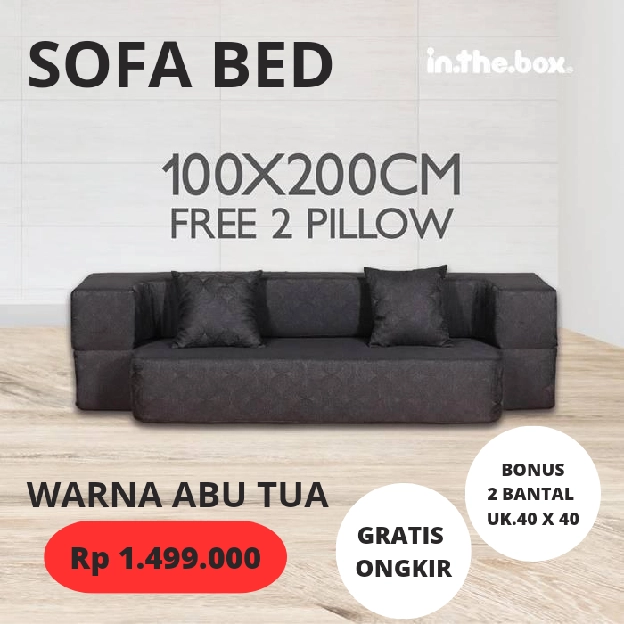 SOFA BED inthebox ABU TUA GRATIS ONGKIR