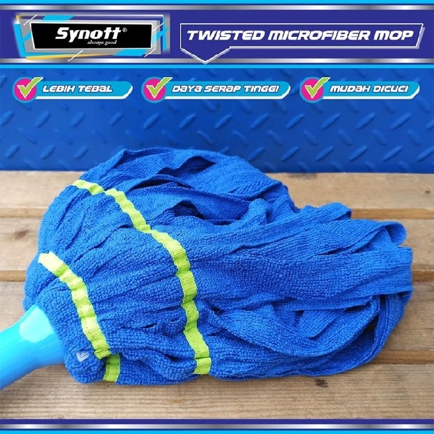 Alat Pel Lantai Synott Pel Kain Microfiber Twist Mop Putar Dan Kunci