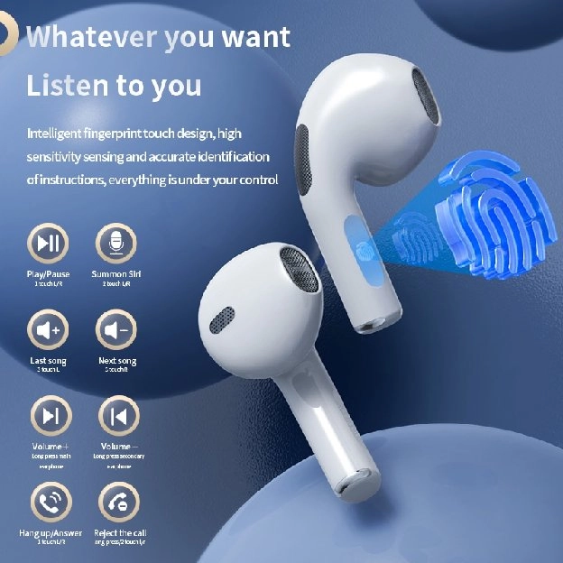 TWS Pro 4 Headset Bluetooth 5.1 True Wireless Earphone 9D HiFi Stereo Sound Volume Control With Mic 