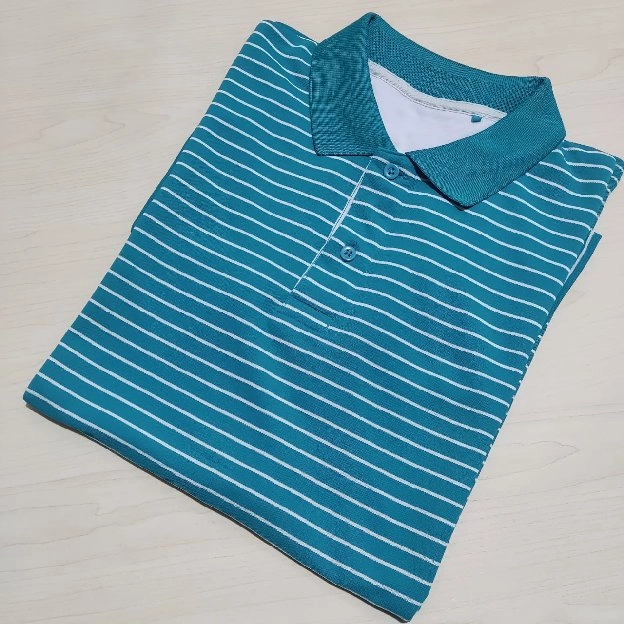 Uniqlo kaos polo shirt stripe sallur coloyr tosca original second