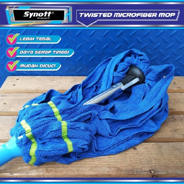 Alat Pel Lantai Synott Pel Kain Microfiber Twist Mop Putar Dan Kunci