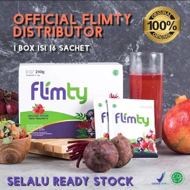 Flimty - Flimty Fiber ORIGINAL 1 BOX isi 16 sachet Suplemen Diet dan Detox Pelangsing Herbal Alami