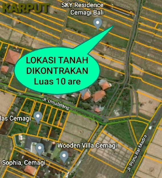 Dikontrakan 10 are, Jl. Umalalang Pantai Mengening Cemagi Mengwi