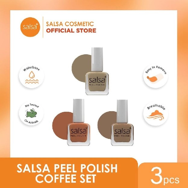 SALSA Peel Polish Kutek HALAL Nail Art Off Lupas Breathable Hijab Friendly Paket isi 3 Kaki Tangan