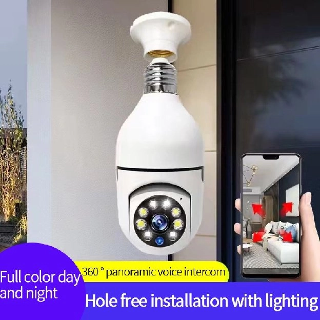 Ip Kamera Cctv Wifi Hd 8MP 360 Derajat Bentuk Lampu Bohlam v380pro