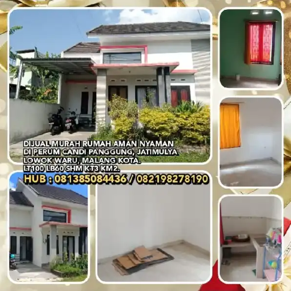 DIJUAL MURAH RUMAH DI PERUM CANDI PANGGUNG, JATIMULYA, LOWOK WARU, MALANG KOTA.LT100 LB60 SHM KT3 KM