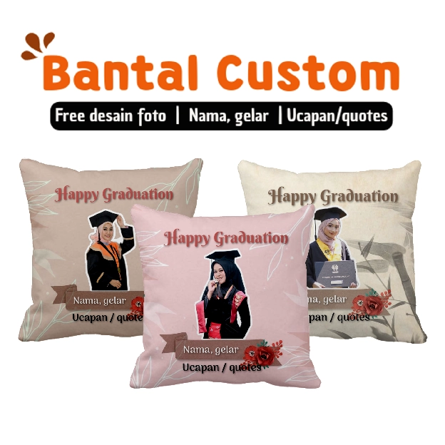 Bantal Custom Nama dan Foto | Bantal Sofa | Hadiah Wisuda | Perlengkapan Rumah