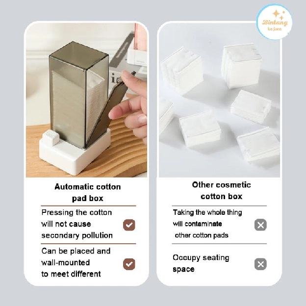 STORAGE BOX CUTTON - Kotak Penyimpanan Kapas - Disepenser Kapas - Free 1 Box Kapas