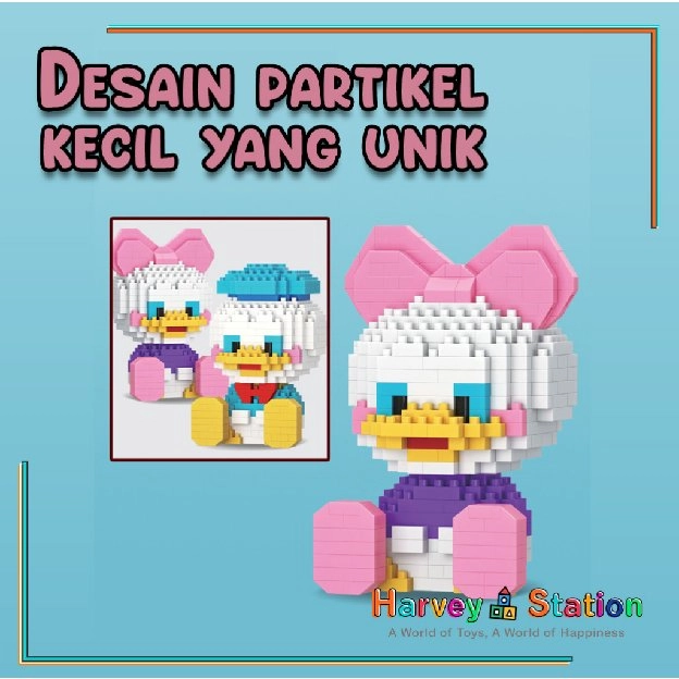 Mainan anak PUZZLE BALOK SUSUN DISNEY 3D DIY Mainan Edukasi Bayi Puzzle Brick Mini Kartun Karakter H