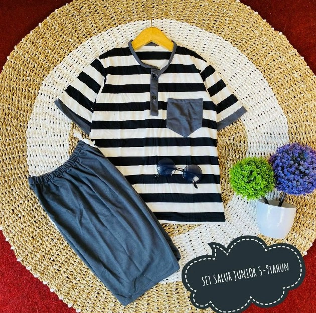 setelan salur hotpants anak usia 5-9 tahun