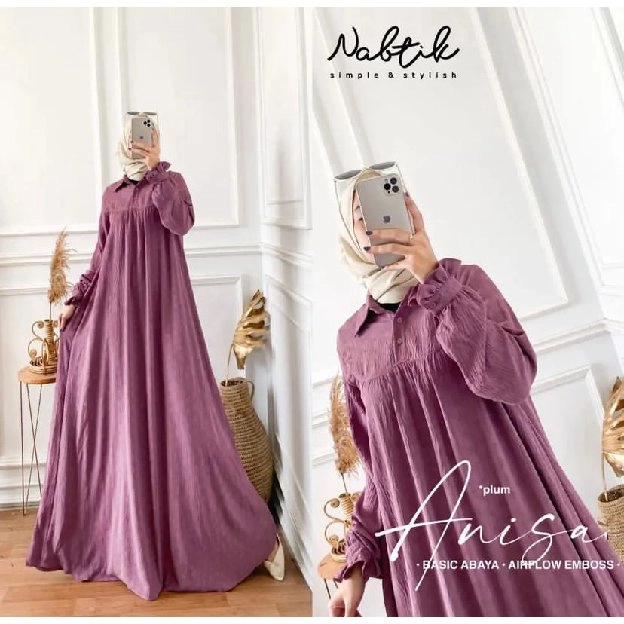 Anisa Maxy Gamis Crinkle Airflow Polos LD 110