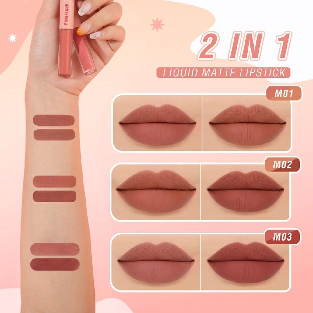 DoubleSense 2 IN 1 Dual-ended Lipstick Matte Liquid Lipstick Velvet Tint Lightweight High Pigment Lo