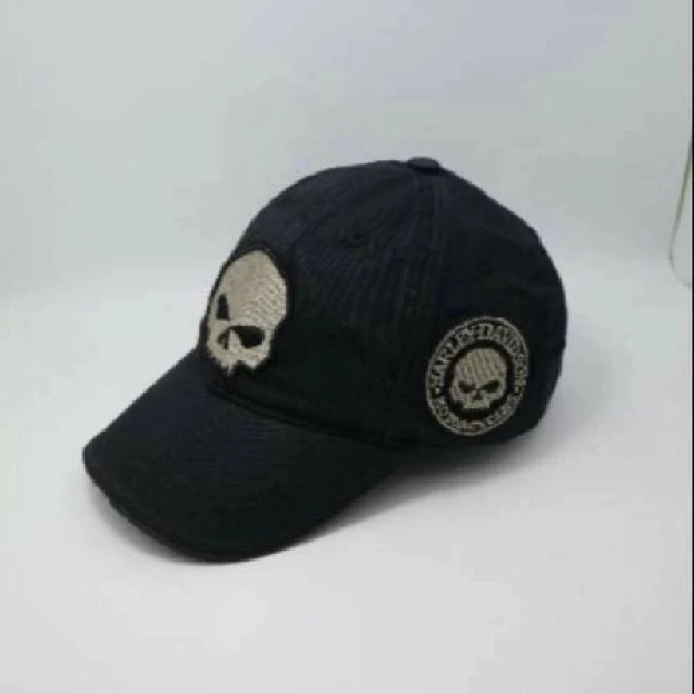 Topi Harley Davidson Logo Skull Bordir Topi Baseball