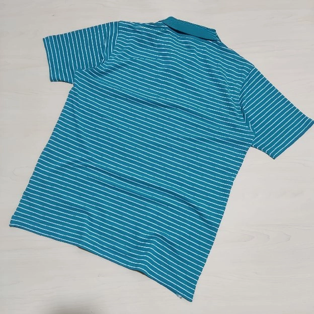 Uniqlo kaos polo shirt stripe sallur coloyr tosca original second