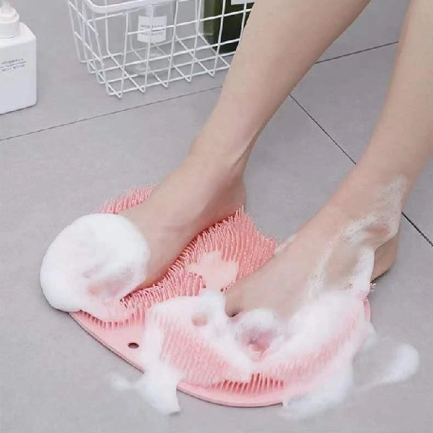 Silicone Shower Exfoliating Scrub Sikat Badan Massage Pad Gosok Kaki Dengan Sucker Mandi Penggosok P