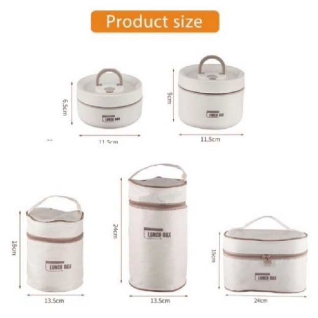 Kotak Makan Portable Tahan Panas / Container Sealed Round Stainless Lunch Box Tahan Bocor / Kotak Ma