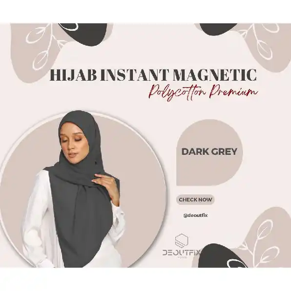 Hijab Magnetic Polycotton Premium Instant Kerudung Magnet segi empat instan Jilbab Magnetik