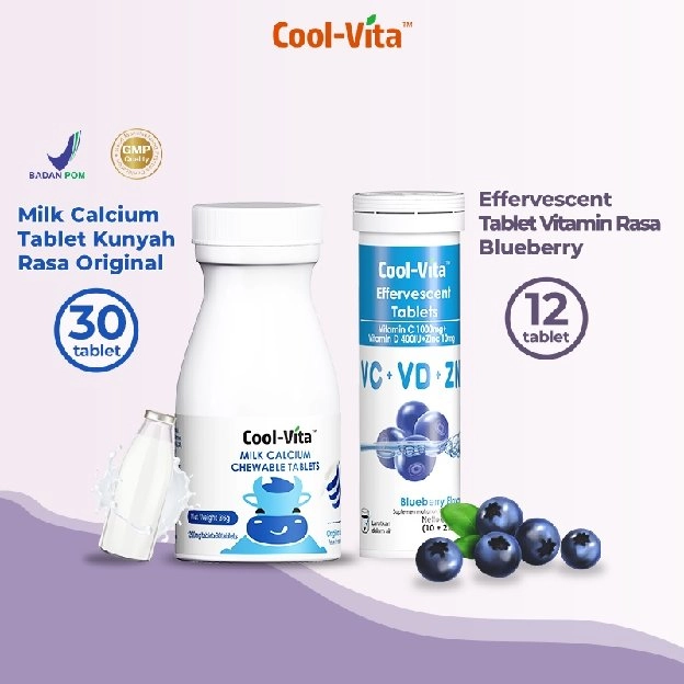 CoolVita Milk Calcium Chewable (Kunyah) Rasa Original Flavor isi 30 Tablets