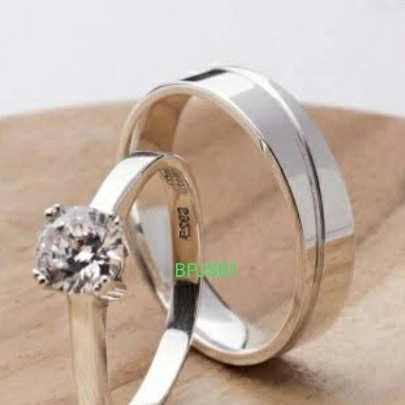 cincin kawin perak handmade mikrosetting asli 