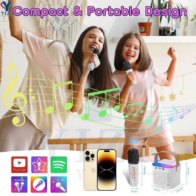 mini bluetooth Karaoke Speaker Lucu Portabel Luar Ruangan Speaker Nirkabel mic Bass Super karaoke