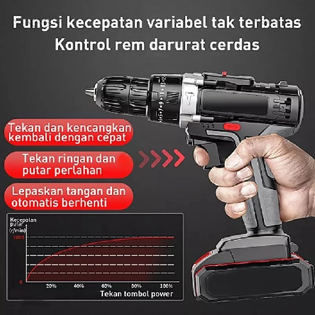 Bor Mesin Elektrik Drill /Bor Tanpa Kabel  