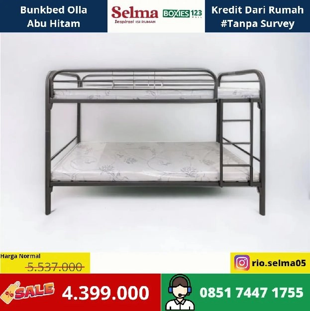 Bunkbed Olla Set Hitam Abu 