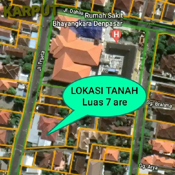 Dijual 7 are + FREE RUMAH LAMA, Jl. Trijata Samping RS Bhayangkara POLDA Bali