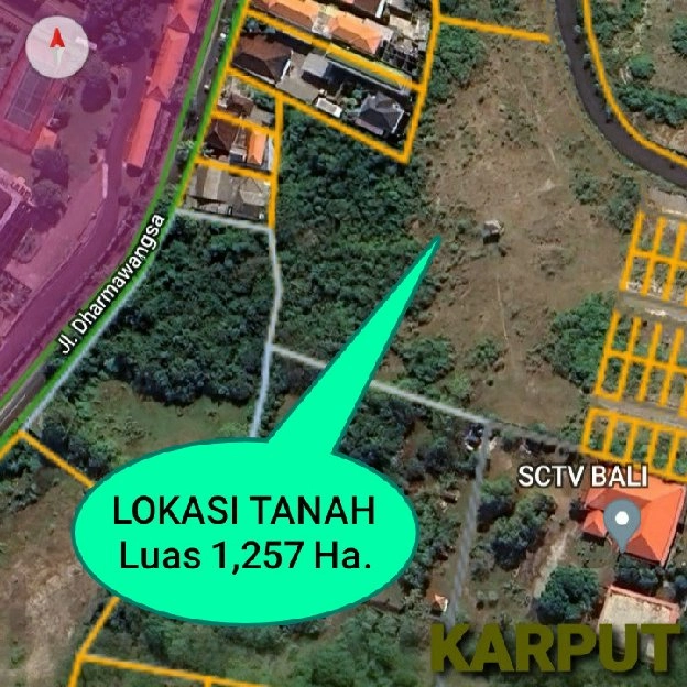 Djjual 1,257 Ha. Jl. Dharmawangsa Depan Pemancar SCTV Kampial Benoa Kuta Selatan