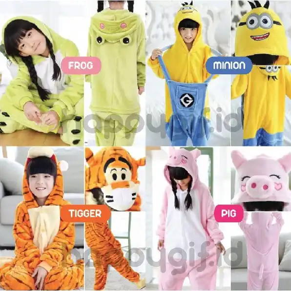 KOSTUM PIYAMA ONESIE KARAKTER ANAK KID PIKACHU MINION TOTORO DLL