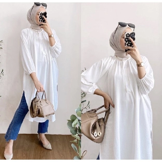 Tunik Simple Meisa Crinkle Atasan Muslim Wanita 