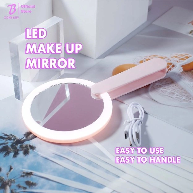 Lampu LED Mirror Cermin Make Up Bulat Dengan Lampu LED / Make Up LED Mirror Standing / Cermin Lipat 